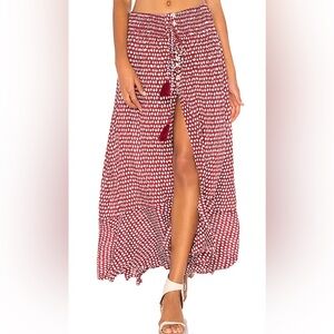 Tiare Hawaii Red and White Maxi Skirt OS